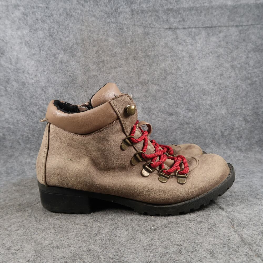 Diba Shoes Womens 6 Boot Combat Hiker Lace Up Casual Zip Block Heel Ankle Bootie